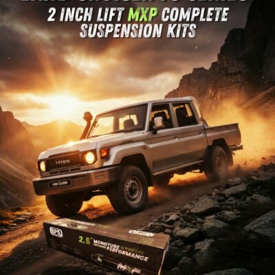 EFS MXP 2.5 suspension kit promotion for Toyota Land Cruiser 79 Series with off-road vehicle