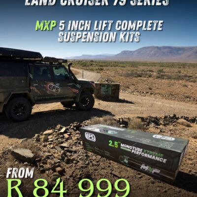 EFS MXP 2.5 suspension kit promotion for Toyota Land Cruiser 79 Series with off-road vehicle and price from R84,999